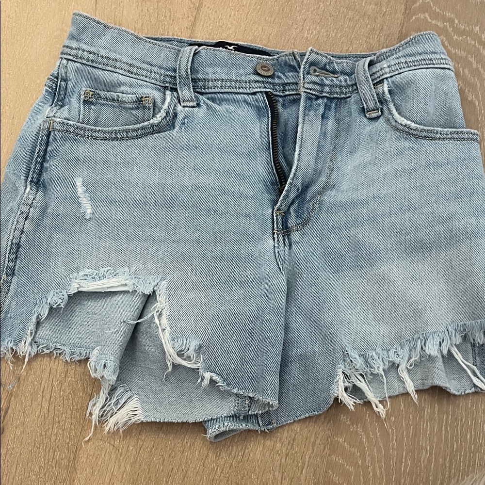 Hollister Light Blue Jean Shorts with Frayed Hem..